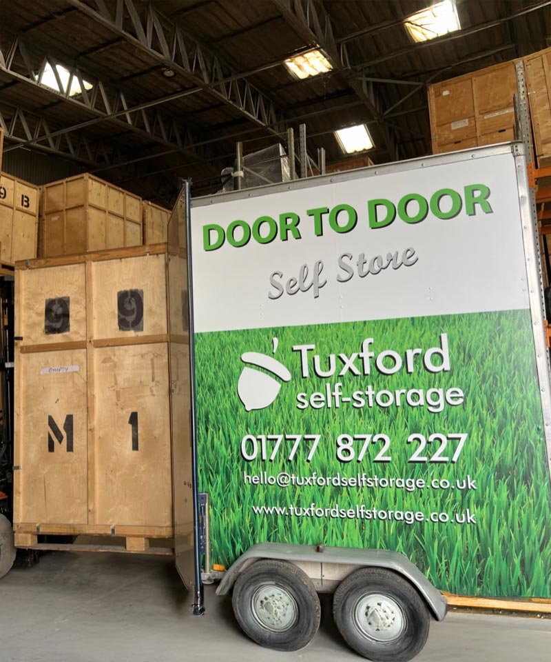 an image of the door to door trailer for tuxford self storage